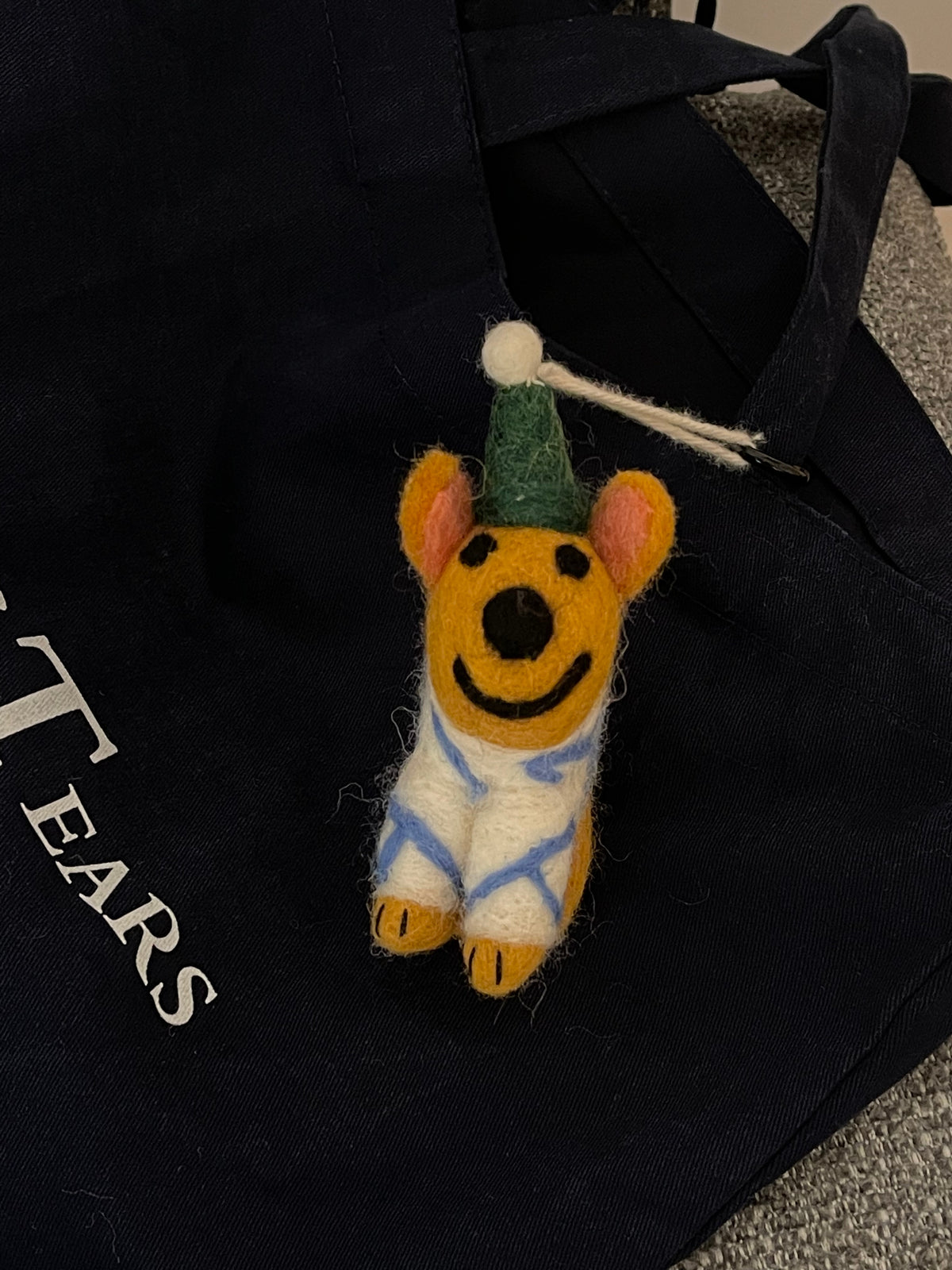 Cozy Pup in a Cute Sweater - Wool Felt Bag Charm — view 2