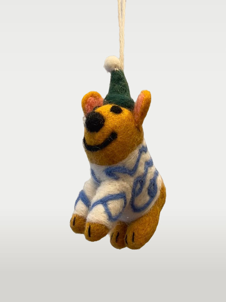 Cozy Pup in a Cute Sweater - Wool Felt Bag Charm — view 3