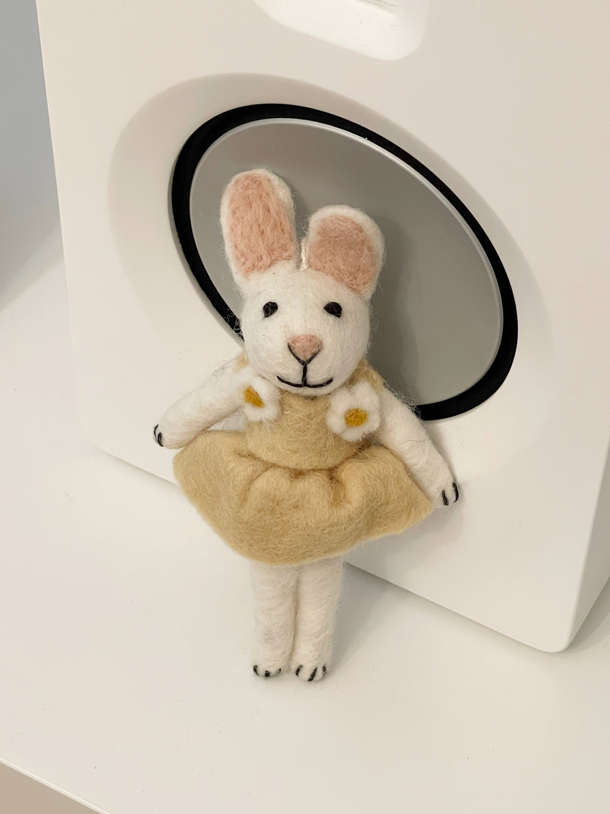 Miss Bunny in Yellow Dress - Wool Felt Bag Charm