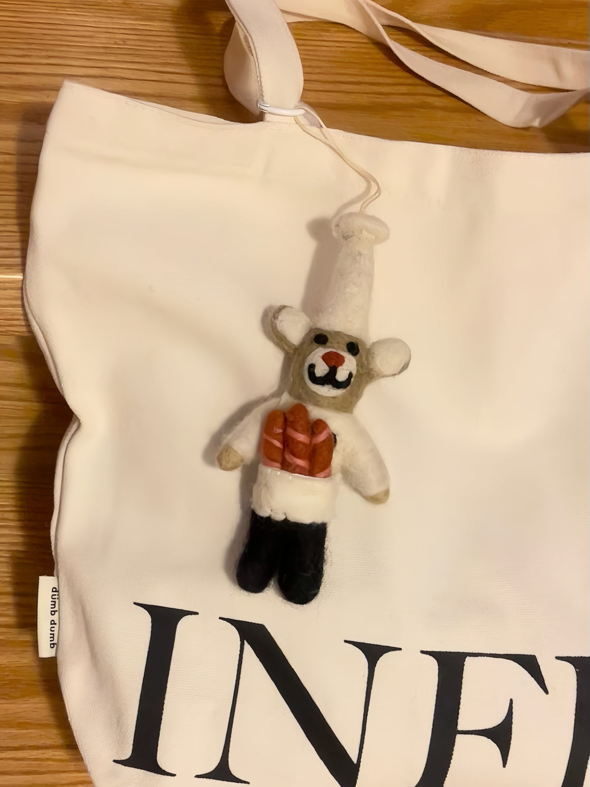 Mr. Bear the Baker - Wool Felt Bag Charm — view 2